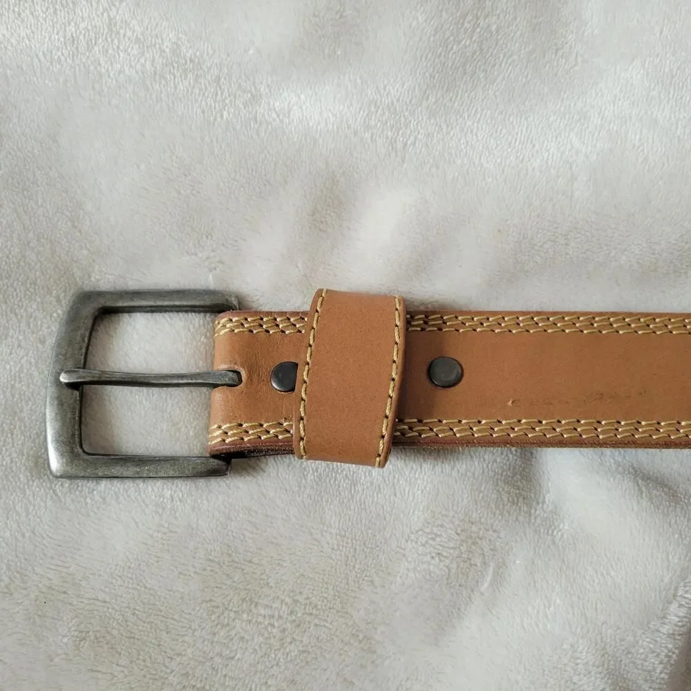 Wrangler Men's Genuine Leather Tan Belt Western Cowboy Basics Casual